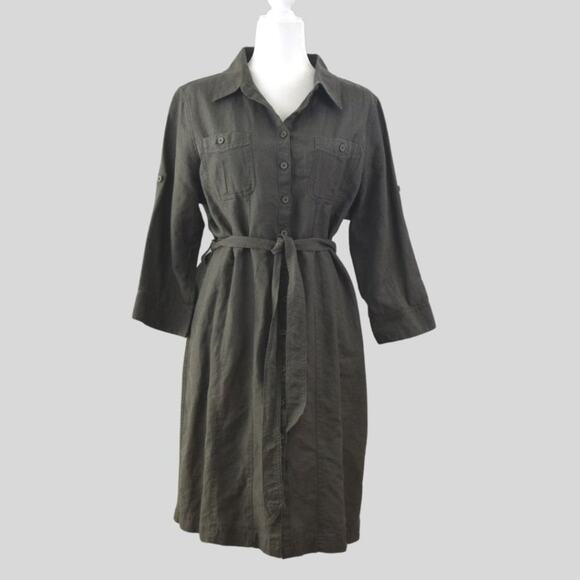 L.L. Bean Women's Long Sleeve Dress - Olive Green - Picture 1 of 7